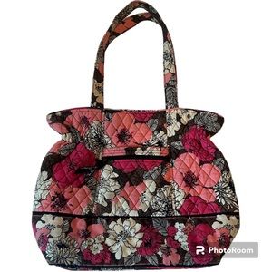 Vera Bradley retired mocha rouge tote bag purse pink black white